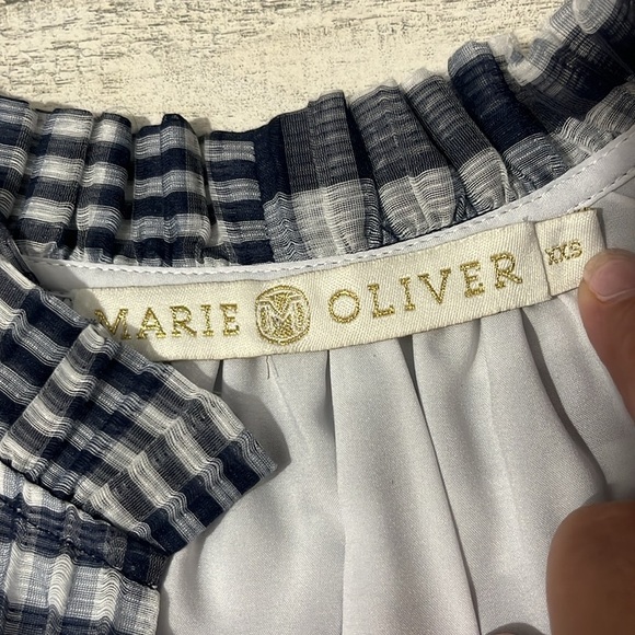 Marie Oliver Silk Blend Tiered Bay Navy and White Dress Size XXS - Picture 5 of 11